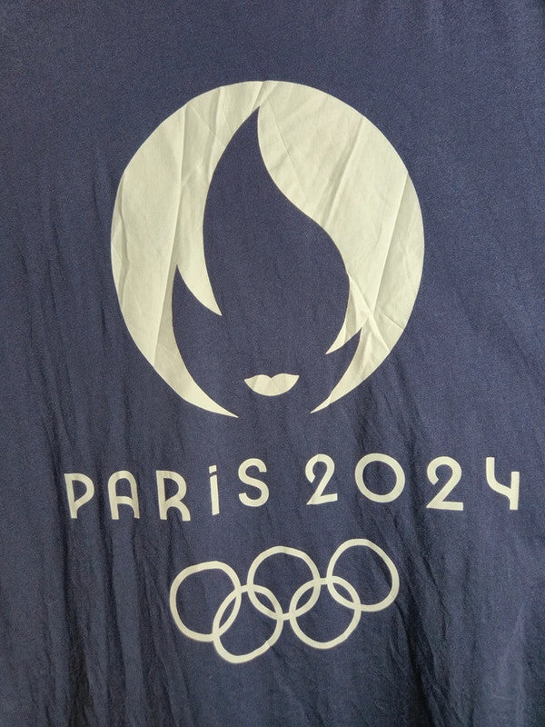 T-shirt Officiel Paris 2024 Mixte Bleu Taille L Sport Coton