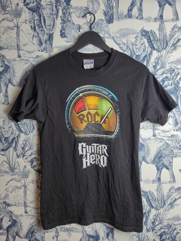 T-shirt Vintage Guitar Hero Hanes Heavyweight Noir Taille S Rock Gamer