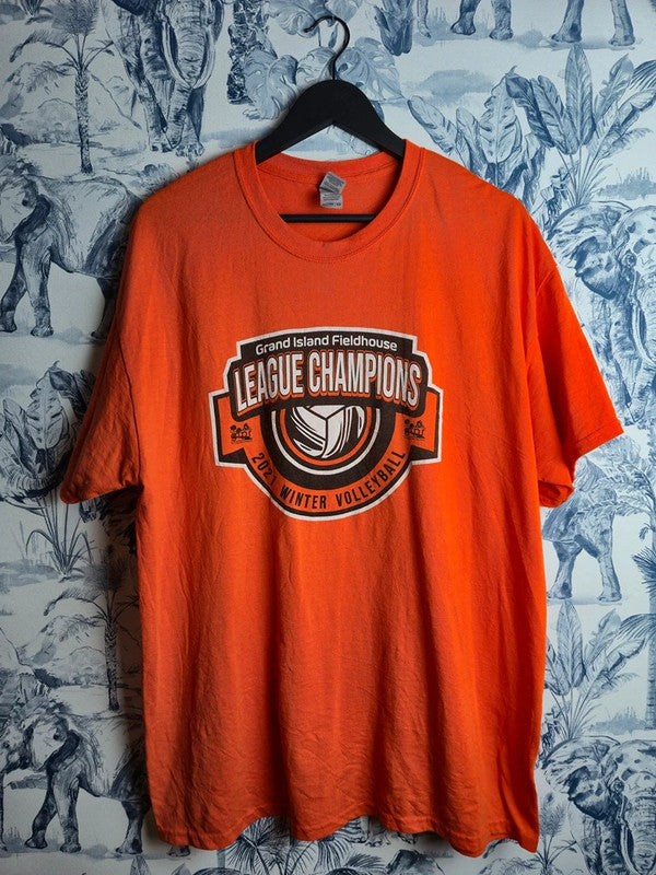 T-shirt Gildan Orange Vintage Sport Volleyball Mixte Taille Xl