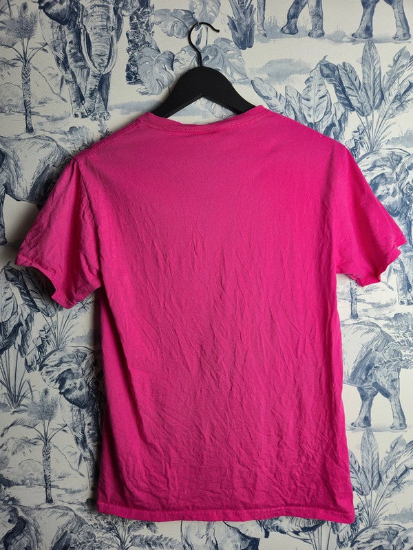 T-shirt rose Fruit of the Loom imprimé ours Go Outside taille S vintage