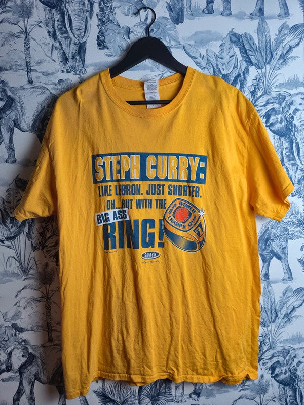 T-shirt Gildan Jaune Steph Curry Nba World Champs 2015 Style Vintage Taille L