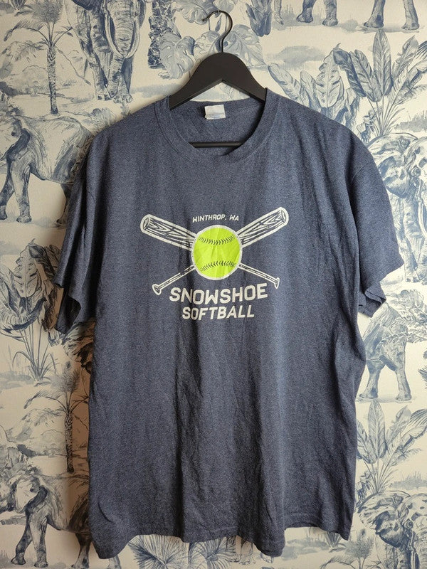 T-shirt Port & Company Bleu Chiné Vintage Snowshoe Softball Xl