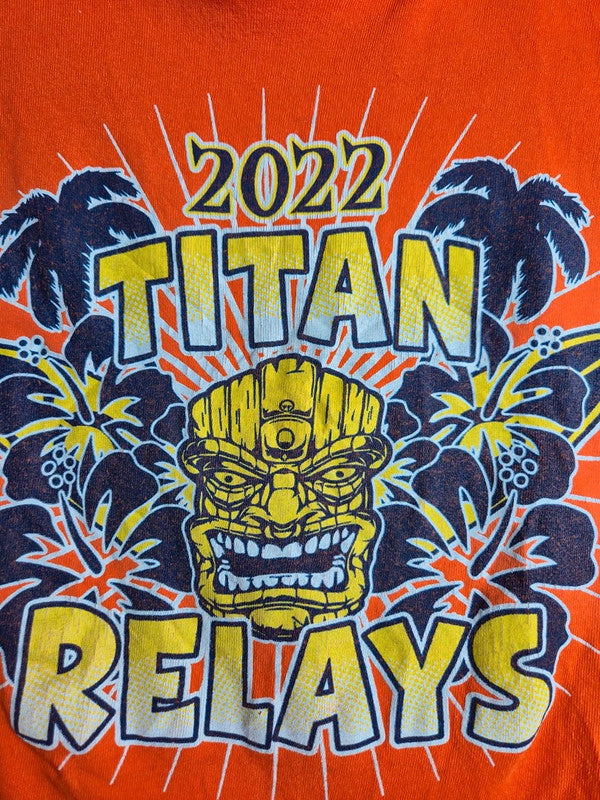 T-shirt Gildan Vintage Orange Style Tiki Titan Relays Taille S