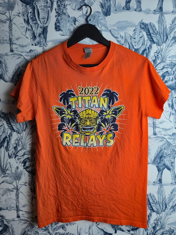 T-shirt Gildan Vintage Orange Style Tiki Titan Relays Taille S