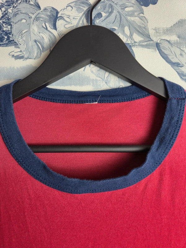 T-shirt Ringer Puerto Rico Baseball Vintage Rouge et Bleu Marine Taille M
