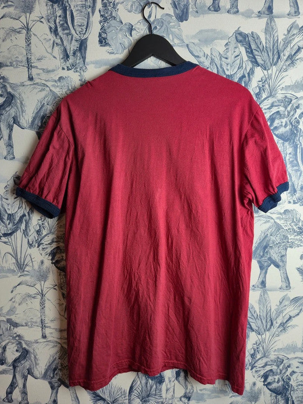 T-shirt Ringer Puerto Rico Baseball Vintage Rouge et Bleu Marine Taille M