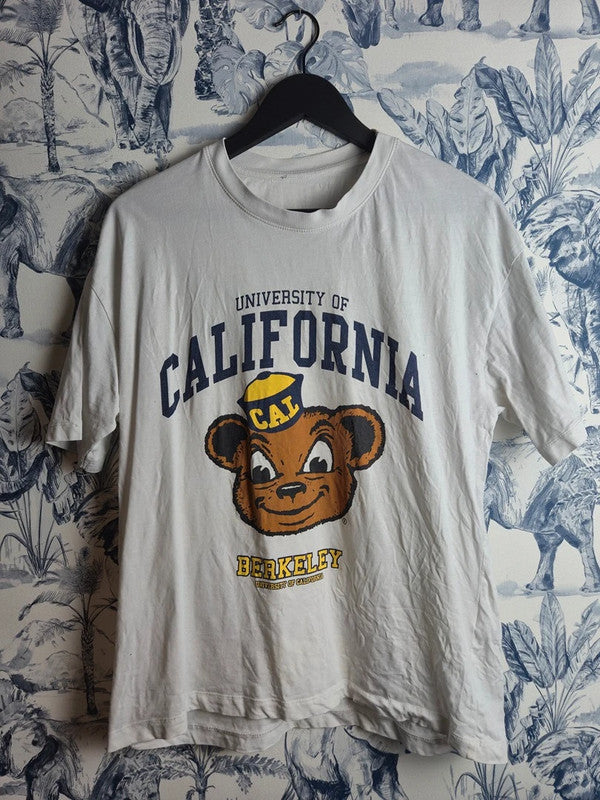 T-shirt Stradivarius Blanc University of California Berkeley M Style Vintage