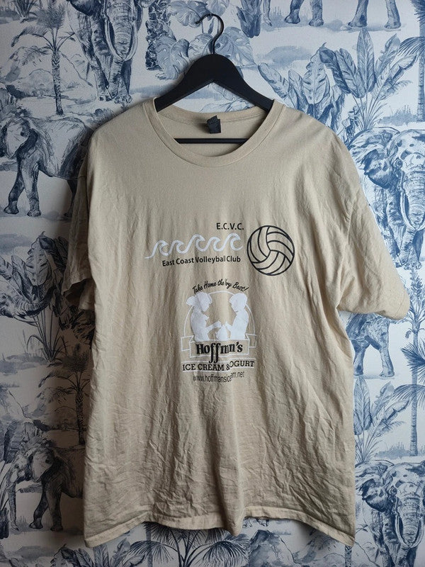 T-shirt Gildan Xl Beige Ultra Cotton Volleyball Club Sport Vintage
