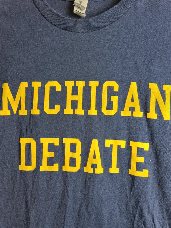 T-shirt Gildan Michigan Debate Bleu Marine Taille M Coton Sport Vintage