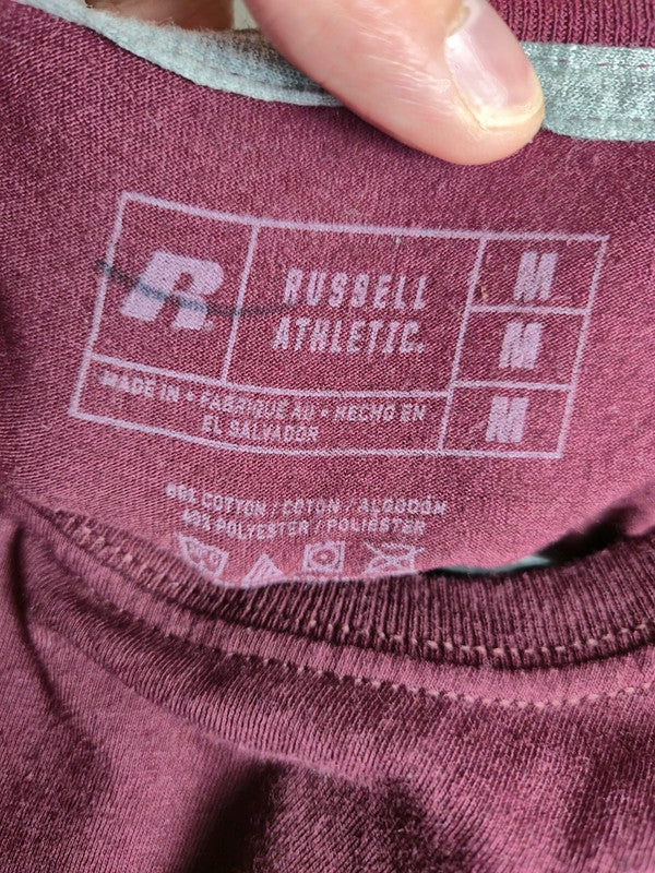 T-shirt Russell Athletic Bordeaux Style Sportswear Taille M Mixte Confort