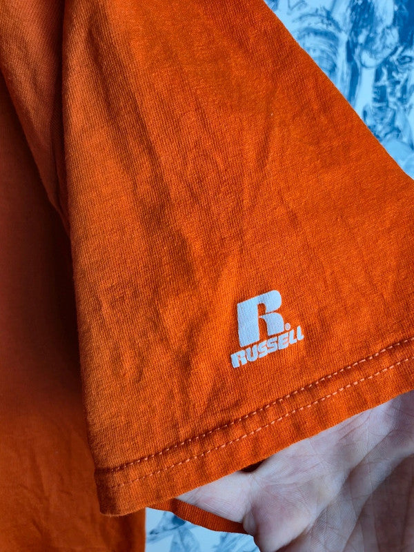 T-shirt Russell Athletic Vintage Orange Coupe Oversize Taille Xl