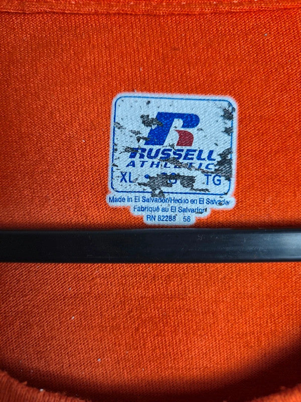 T-shirt Russell Athletic Vintage Orange Coupe Oversize Taille Xl