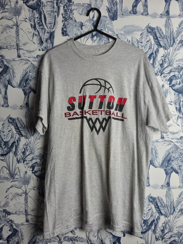 T-shirt Sutton Basketball Gris Chiné Style Vintage Sport Taille L