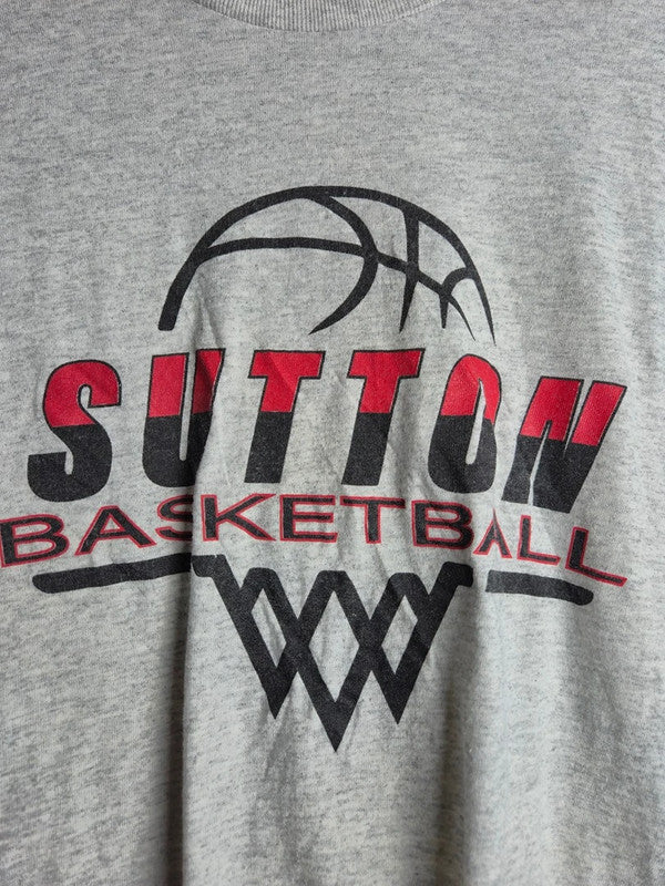 T-shirt Sutton Basketball Gris Chiné Style Vintage Sport Taille L