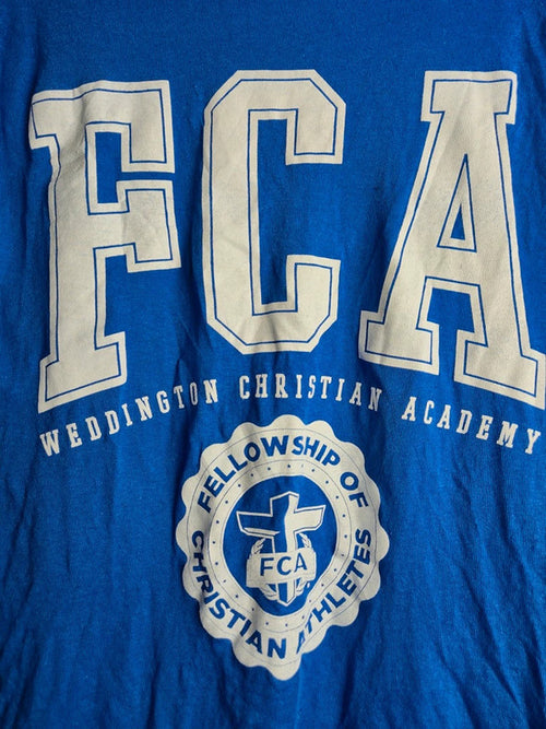 T-shirt bleu Fca Weddington Christian Academy sport vintage L