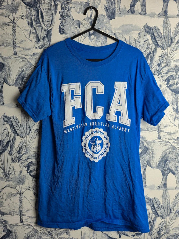 T-shirt bleu Fca Weddington Christian Academy sport vintage L
