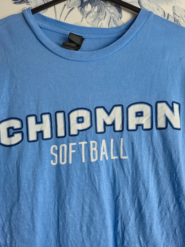 T-shirt Gildan Vintage Bleu Ciel Softball Taille S Homme