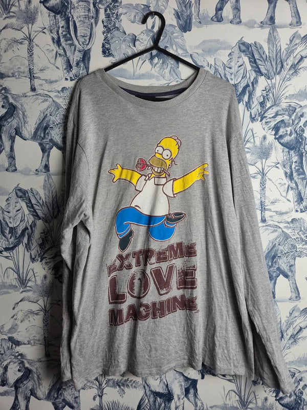 T-shirt manches longues Les Simpson Homer Extreme Love gris L