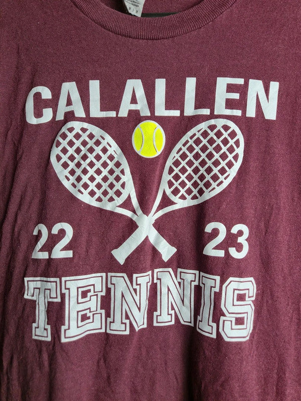 T-shirt Sport Gildan M Bordeaux Calallen Tennis Vintage Coton Homme Femme