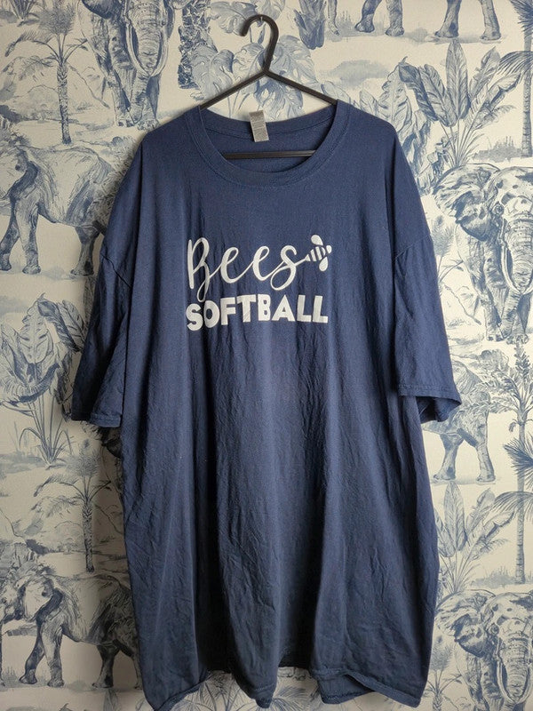T-shirt Gildan Bees Softball Sport Bleu Marine 3xl Coton