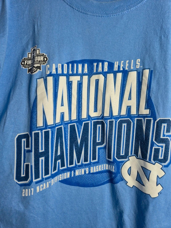 T-shirt Hanes Ncaa Carolina Tar Heels National Champions 2017 Bleu Xl Sport
