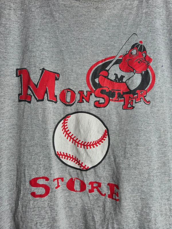 T-shirt Gildan Gris Vintage Baseball Monster Taille Xl Enfant