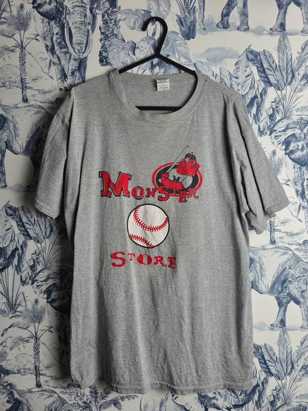T-shirt Gildan Gris Vintage Baseball Monster Taille Xl Enfant