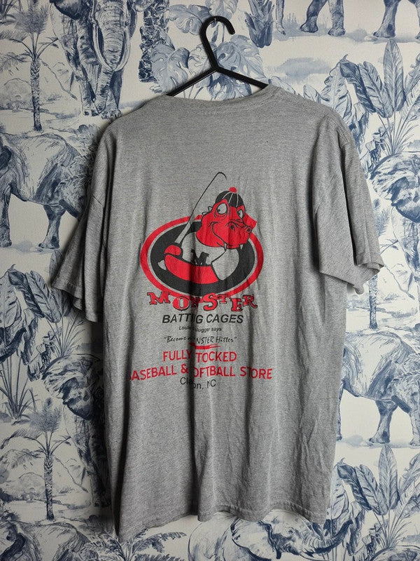 T-shirt Gildan Gris Vintage Baseball Monster Taille Xl Enfant