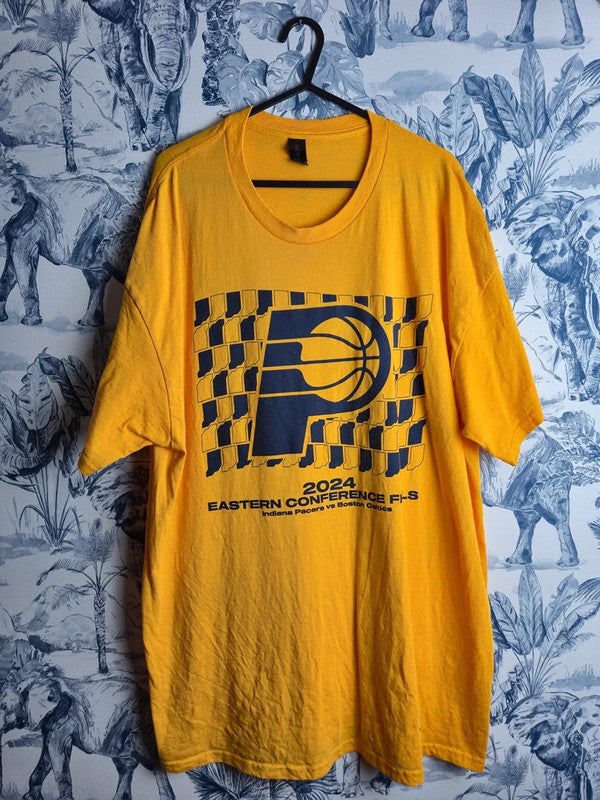 T-shirt Gildan Indiana Pacers Nba Playoffs 2024 Jaune Xl Vintage Sport