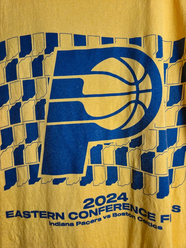 T-shirt Gildan Indiana Pacers Nba Playoffs 2024 Jaune Xl Vintage Sport