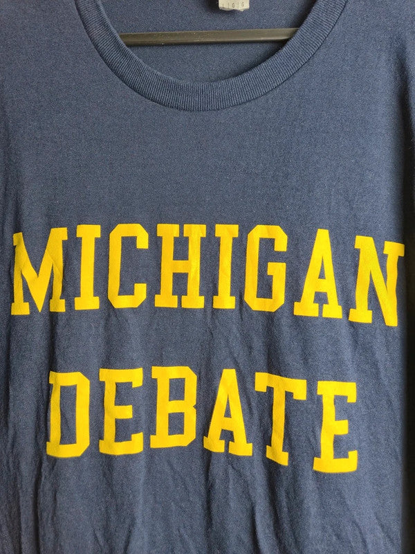 T-shirt Gildan Michigan Debate bleu marine style vintage taille L