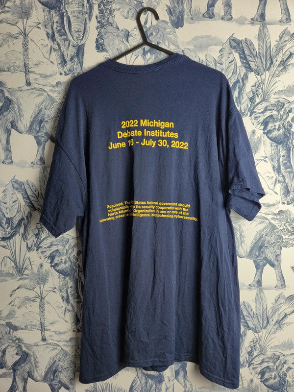T-shirt Gildan Michigan Debate bleu marine style vintage taille L