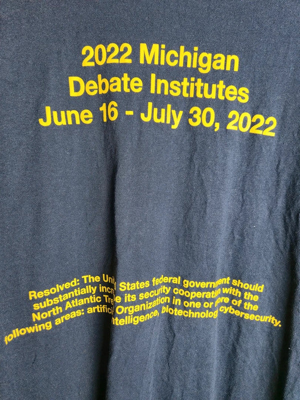 T-shirt Gildan Michigan Debate bleu marine style vintage taille L