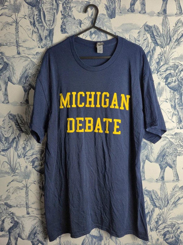 T-shirt Gildan Michigan Debate bleu marine style vintage taille L