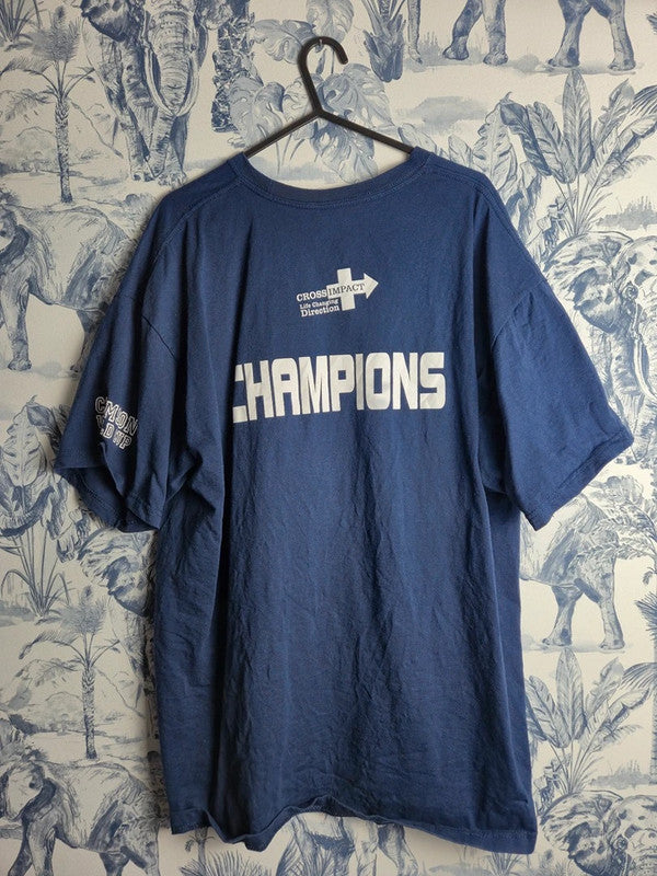T-shirt Hanes Vintage Football Bleu Taille L Style Sport
