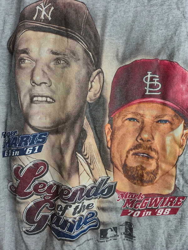 T-Shirt Vintage Nutmeg Mills MLB Baseball Roger Maris McGwire Grau L