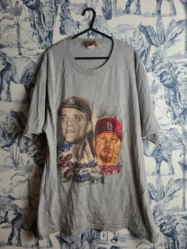 T-Shirt Vintage Nutmeg Mills MLB Baseball Roger Maris McGwire Grau L