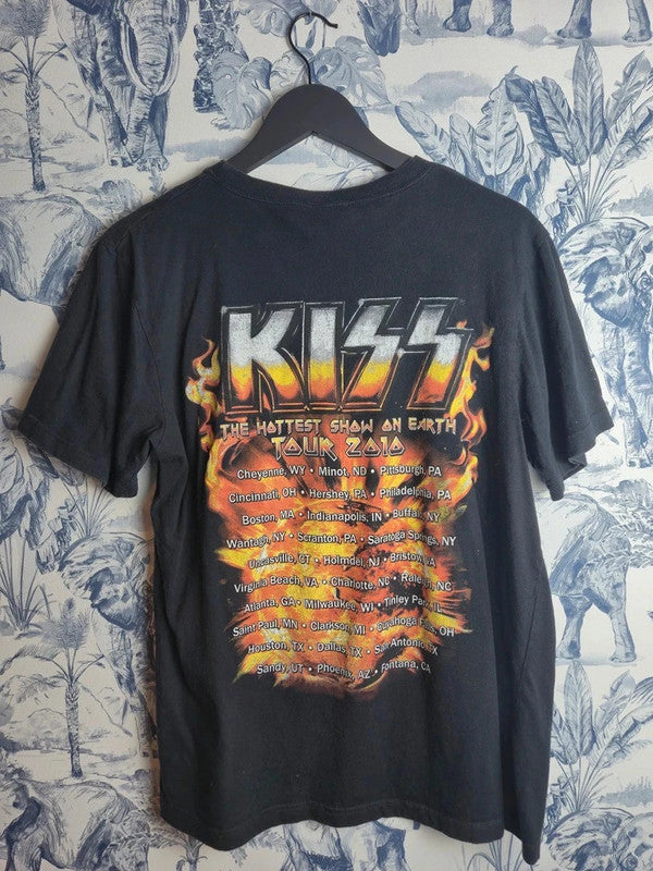 T-shirt Kiss Tour 2010 Rudolph Sportswear Noir Rock Band Taille M