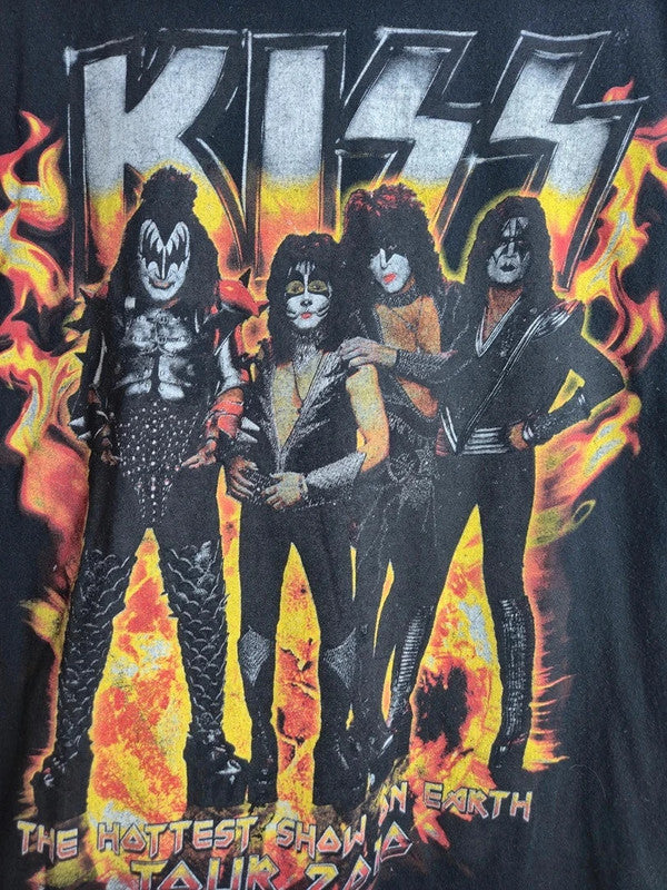 T-shirt Kiss Tour 2010 Rudolph Sportswear Noir Rock Band Taille M
