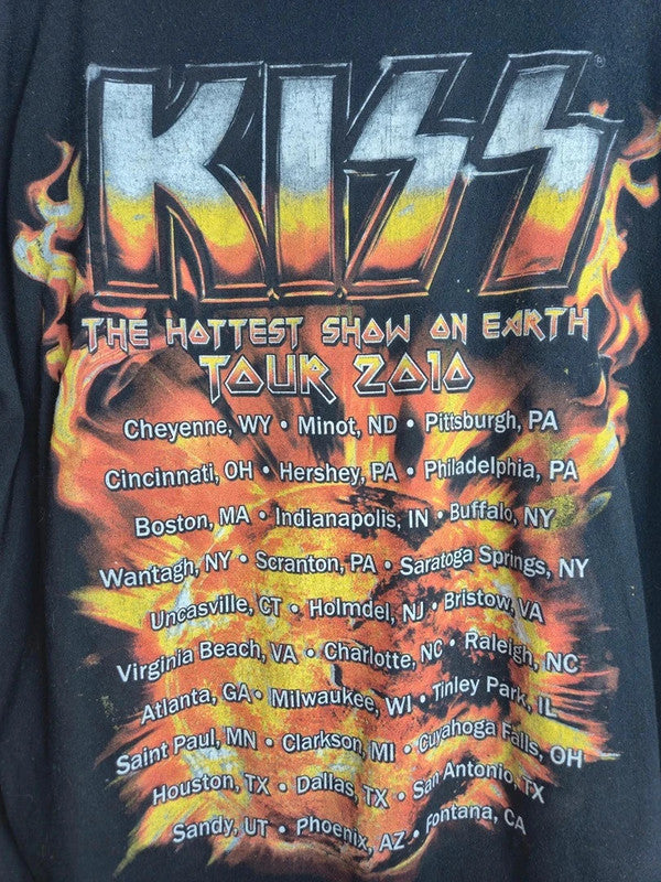 T-shirt Kiss Tour 2010 Rudolph Sportswear Noir Rock Band Taille M