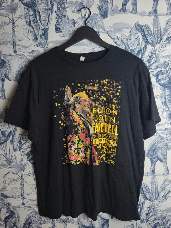 T-shirt Elton John Farewell Yellow Brick Road Tour Officiel Noir Taille L