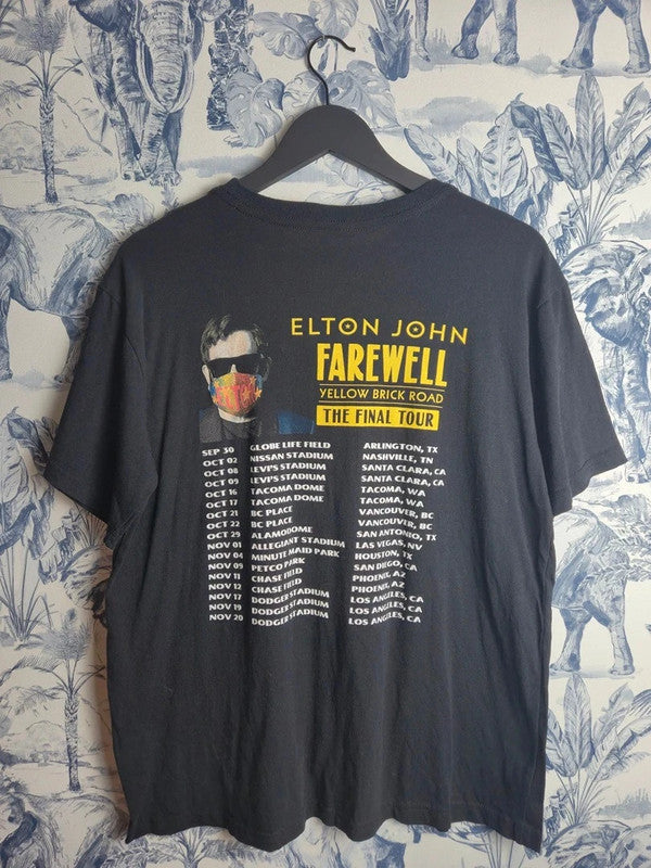 T-shirt Elton John Farewell Yellow Brick Road Tour Officiel Noir Taille L