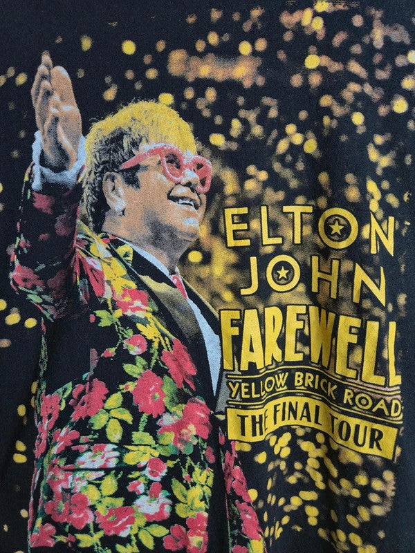 T-shirt Elton John Farewell Yellow Brick Road Tour Officiel Noir Taille L