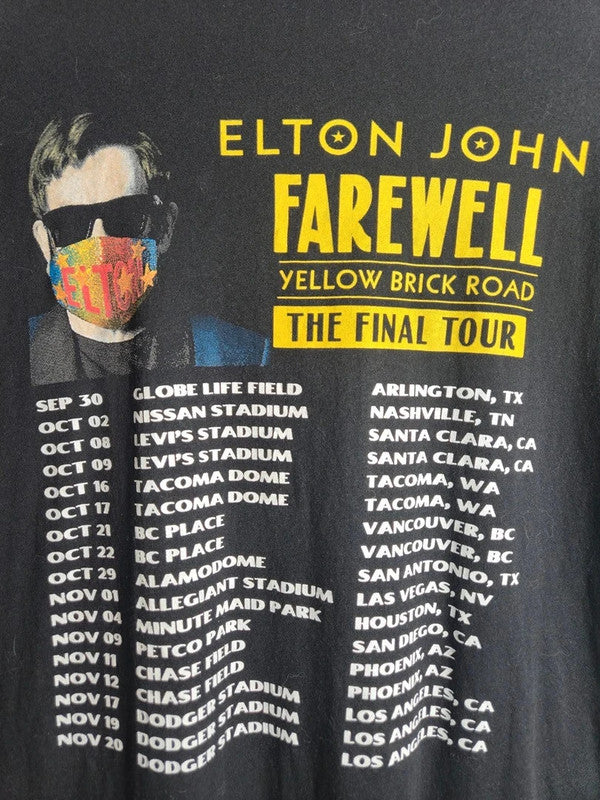 T-shirt Elton John Farewell Yellow Brick Road Tour Officiel Noir Taille L