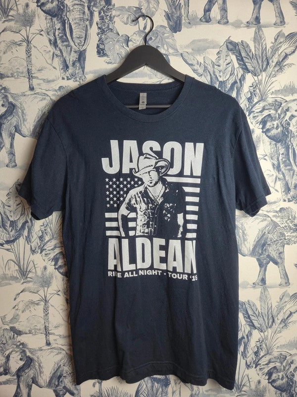 T-shirt Jason Aldean Ride All Night Tour 2019 Noir Taille M