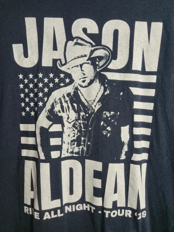 T-shirt Jason Aldean Ride All Night Tour 2019 Noir Taille M