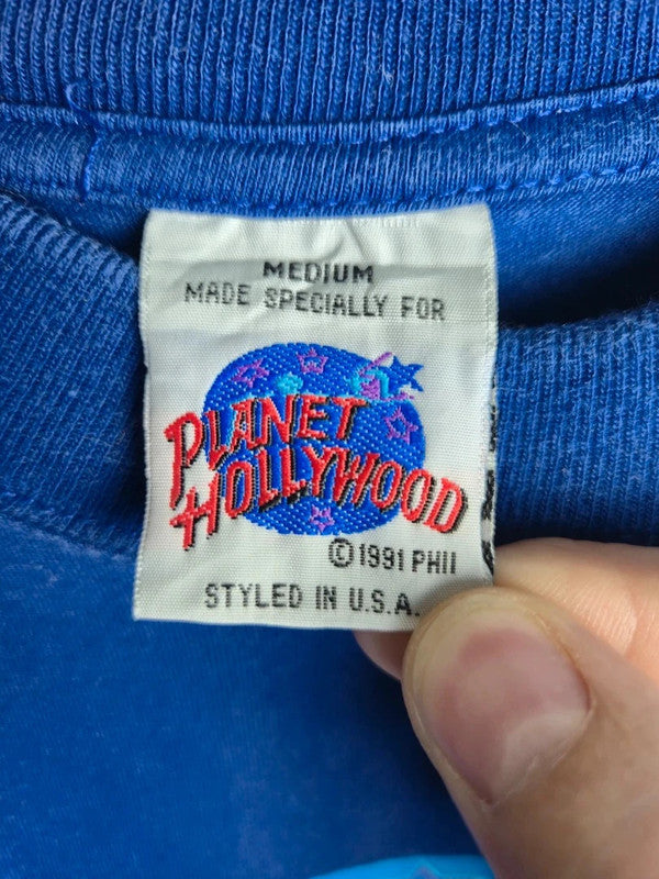 T-shirt Vintage Planet Hollywood Barcelona 1991 Bleu Taille M