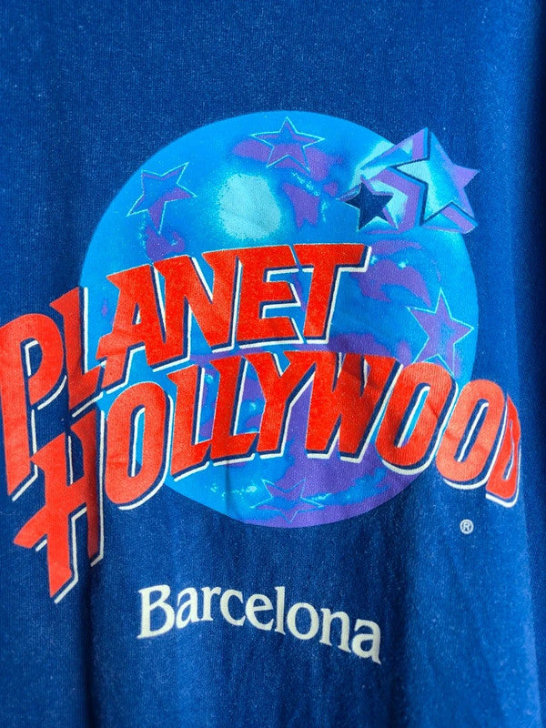 T-shirt Vintage Planet Hollywood Barcelona 1991 Bleu Taille M