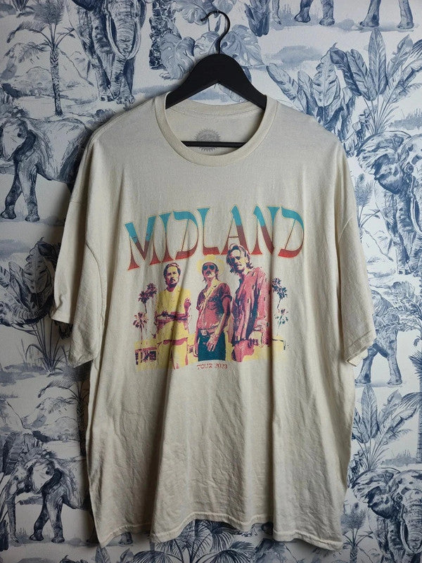 T-shirt Midland Tour 2023 Crème Xxl Merchandise Band Tee Vintage