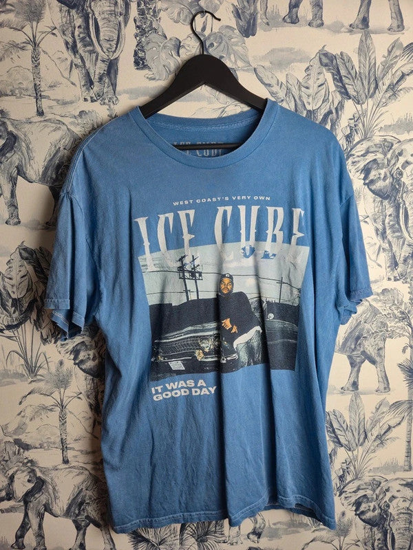 T-shirt Ice Cube It Was A Good Day Graphic Streetwear Bleu Xl